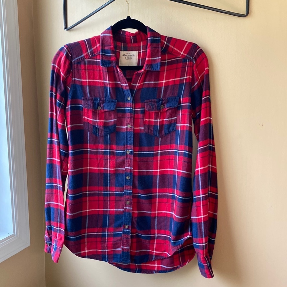 Abercrombie & Fitch Plaid Flannel Long Sleeve Button Down Top - Picture 1 of 4